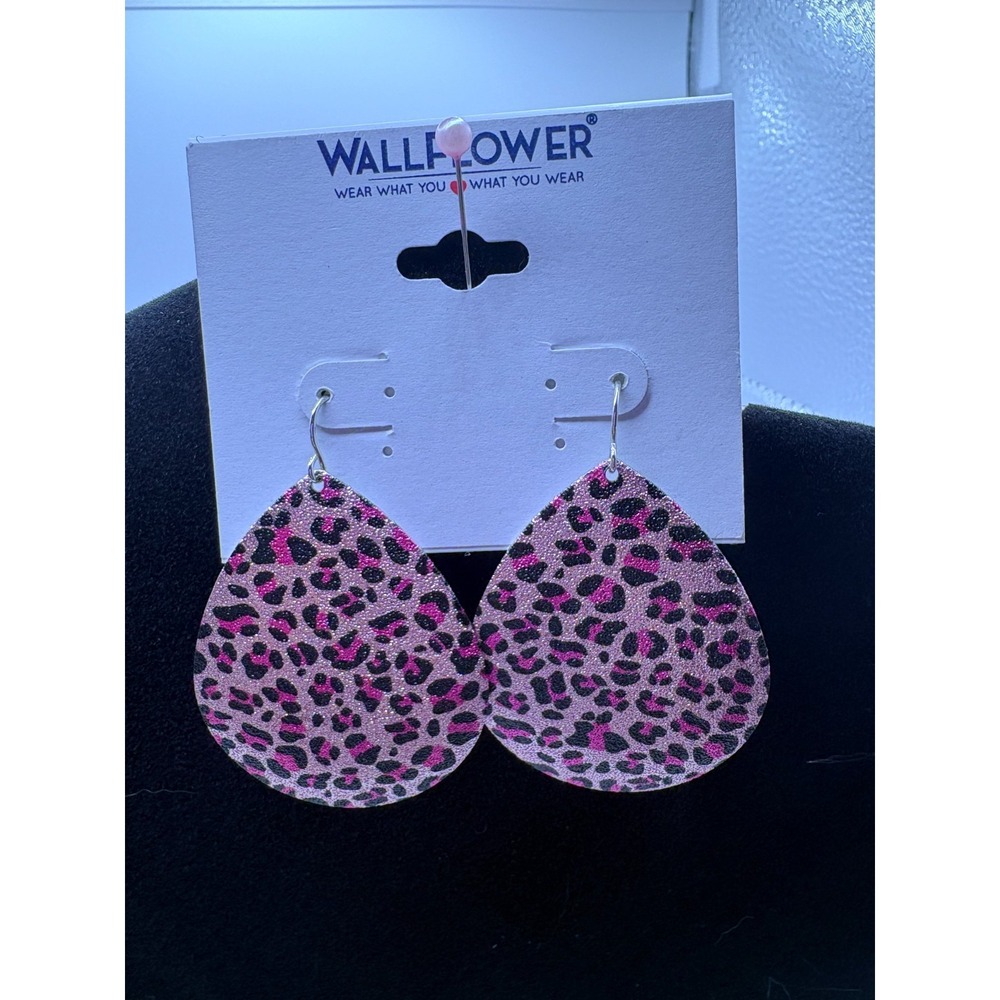 Wallflower Pink Leopard Print Dangle Earrings